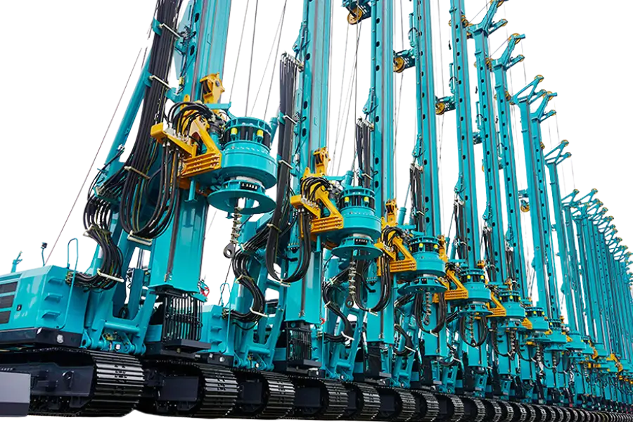 Row of teal construction drilling machines.