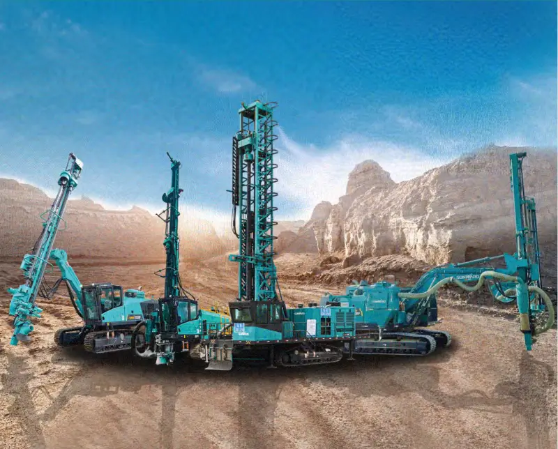 A group of blue cranes in the desert.